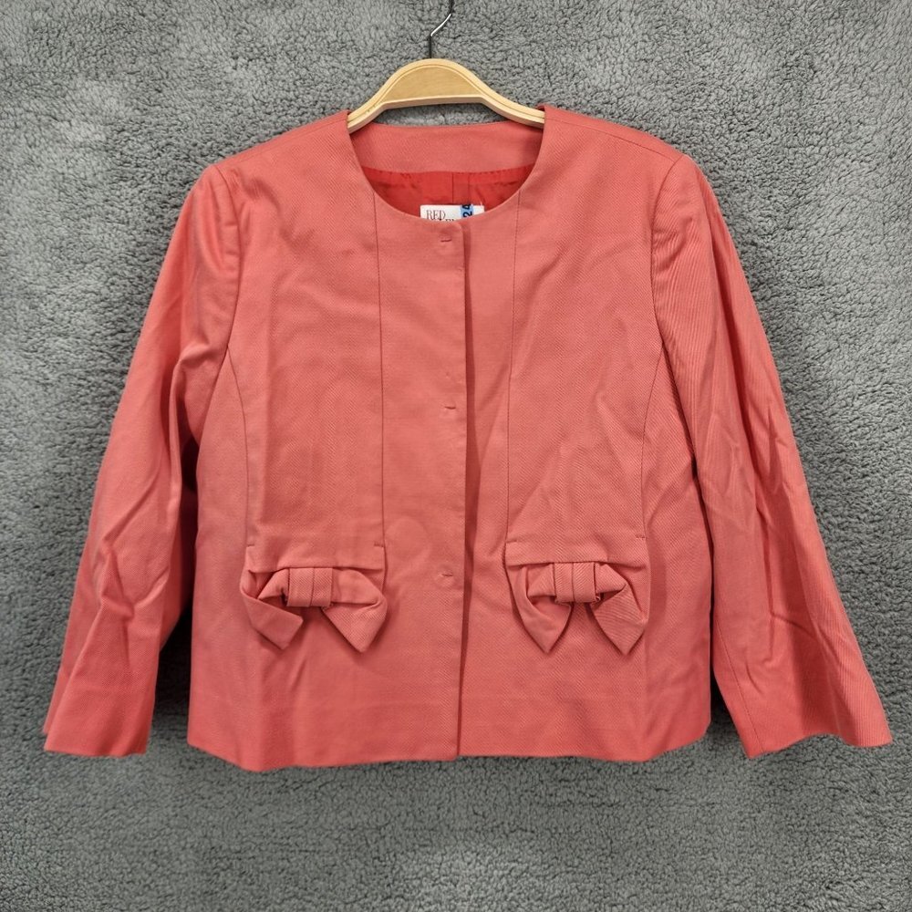 Red Valentino Women's IT 46/US 10 Coral Bow Detail 3/4 Sleeve Blazer Jacket